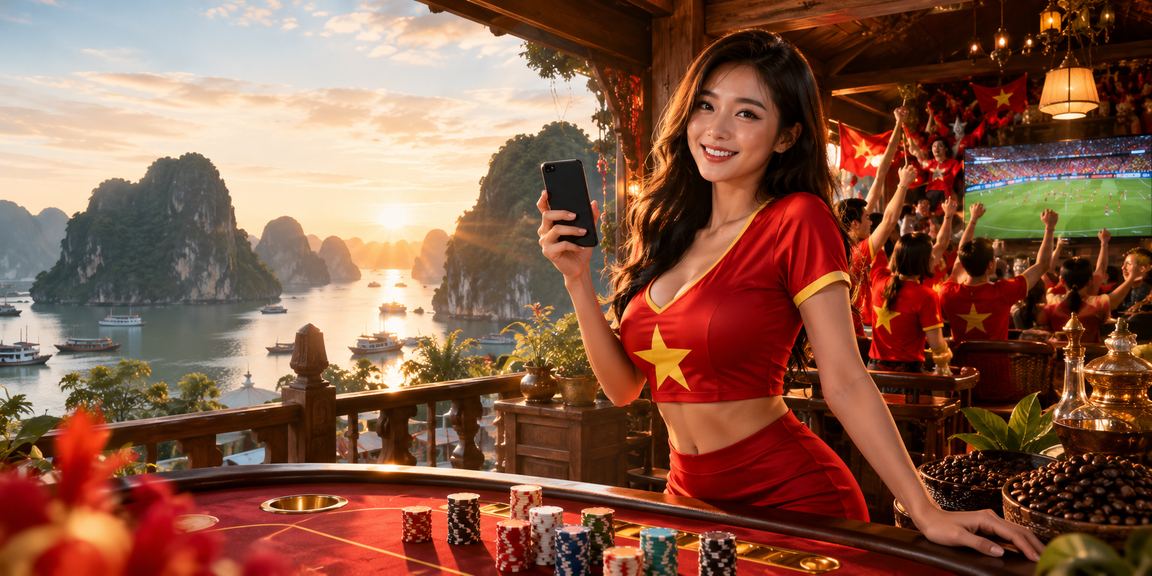 Người dùng xem cá cược bóng đá tại vịnh Hạ Long với cà phê Việt