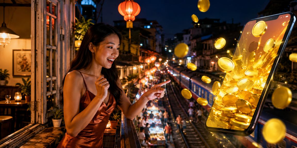 Người dùng Hà Nội chơi casino trên điện thoại tại quán cà phê